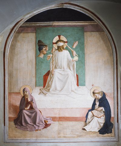 マリアと聖ドミニクとのキリストのあざ笑い 作： Fra  Angelico
