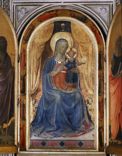 子供を連れた聖母リナイオリの開かれた幕屋（木地画 作： Fra  Angelico