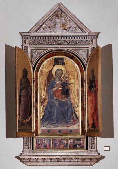 子供を連れた聖母リナイオリの開かれた幕屋（木画 作： Fra  Angelico