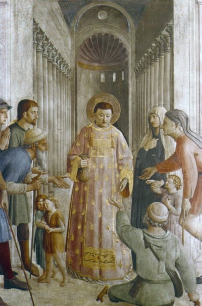 施しをする聖ローレンス（フレスコ画 作： Fra (c.1400 55) Angelico