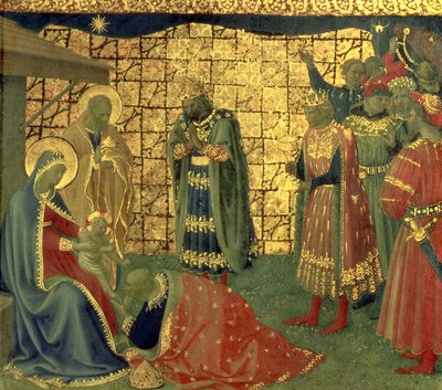 マギの礼拝、プレデラパネルの詳細、98904のパネル詳細に1434テンペラ 作： Fra Angelico
