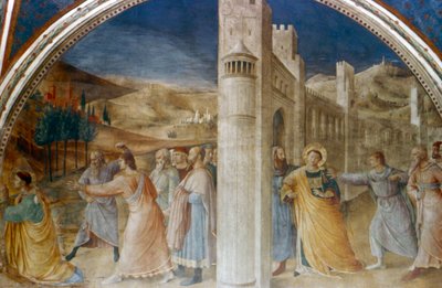 セントスティーブンの逮捕とストーニング、15世紀半ば 作： Fra Angelico
