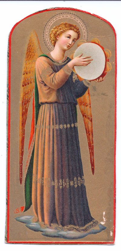 カラーリソプリントフラアンジェリコエンジェルタンバリンを演奏c 1910 作： Fra Angelico