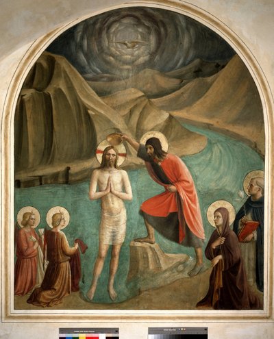 セントジョンザバプティストによるキリストの洗礼-グイドディピエトロによるフレスコ画 作： Fra Angelico