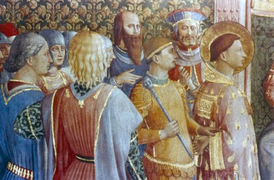15世紀半ばのデシウス法廷の詳細の前のセントローレンス。 作： Fra Angelico