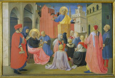 聖ペテロ説教、リナイウオーリトリプティクのプレデラ、1433年（パネル上のテンペラ） 作： Fra Angelico