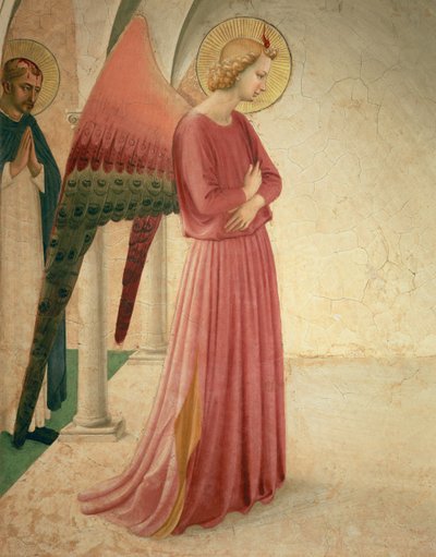 受胎告知、天使ガブリエルと聖ペテロの殉教者の詳細、1442フレスコ画72388 作： Fra Angelico