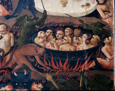 最後の審判：地獄-地獄のサークルで拷問を受けたくそったれの魂、1432-1435 作： Fra Angelico