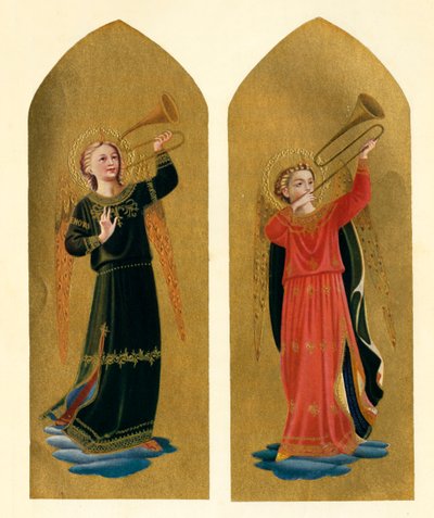 トランペットを持つ2人の天使、15世紀、c1909 作： Fra Angelico