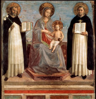 聖人ドミニクスとトーマスアクィナスの聖母子、1424-1430年 作： Fra Angelico