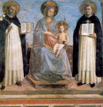 15世紀初頭のパドヴァの聖アントニウスと聖トーマスアクィナスの聖母子 作： Fra Angelico