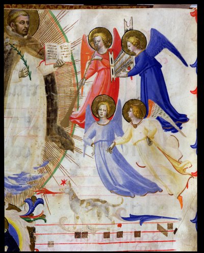 ds 558 f.67v聖ドミニコと4人のミュージカルエンジェル 作： Fra Angelico