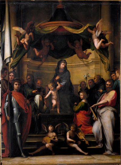王位の聖母または「聖カタリナの神秘的な結婚」フラ・バルトロメオの絵画 作： Fra Bartolomeo