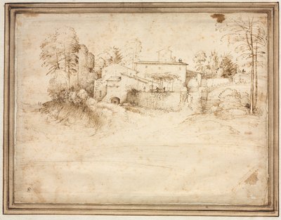 丘の斜面にある農家 作： Fra Bartolommeo