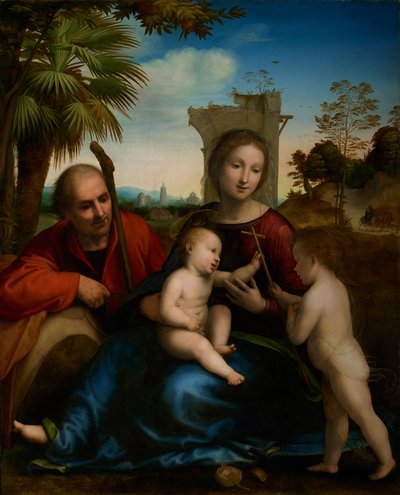 バプテスマの聖ヨハネと一緒にエジプトへの飛行の残り、1509年頃 作： Fra Bartolommeo