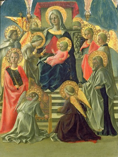 マドンナと子供が天使と聖人に即位（パネル上のテンペラ）（63779も参照） 作： Fra Filippo Lippi