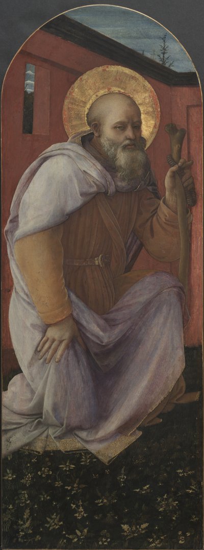 三連祭壇画のパネル：聖アントニウスアボット 作： Fra Filippo Lippi