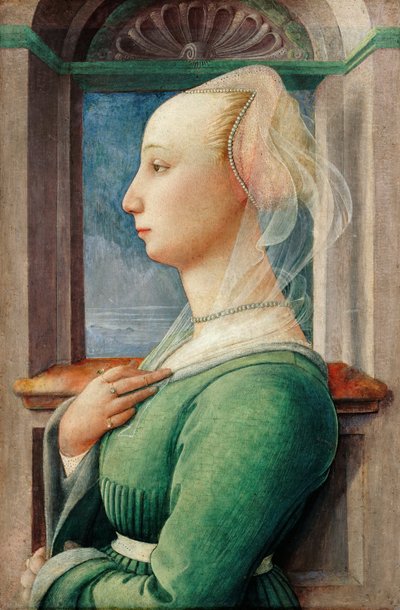 若い女性の横顔の肖像、1445年頃 作： Fra Filippo Lippi