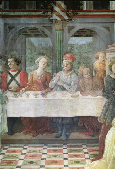 ヘロデの饗宴：中央のテーブルフレスコ画の数字の詳細は60431と60432も参照 作： Fra Filippo Lippi