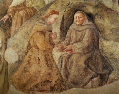 カルメル会法の改革、2つのカルメル会修道士の詳細、94764年のc.1422フレスコ詳細 作： Fra Filippo Lippi