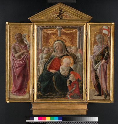 トリプティク：聖ヨハネと洗礼者ヨハネとのマドンナと子供、1437年頃（パネル） 作： Fra Filippo Lippi