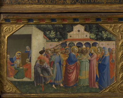 メアリーとジョセフ受胎告知は5つのプレデラシーンで再現可能、1430-1432 作： Fra Giovanni Angelico da Fiesole