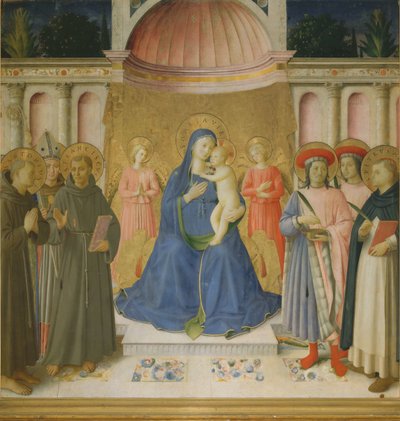 聖なる会話パラ・フォン・ボスコ・アイ・フラティ、c。 1450年。 作： Fra Giovanni Angelico da Fiesole