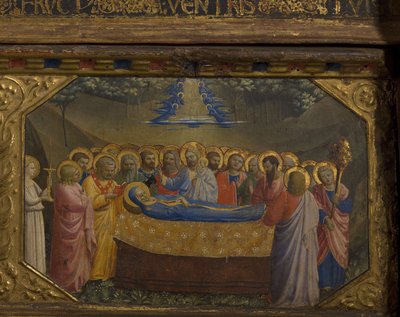 聖母の死受胎告知は5つのプレデラシーンで再録可能、1430〜1432 作： Fra Giovanni Angelico da Fiesole