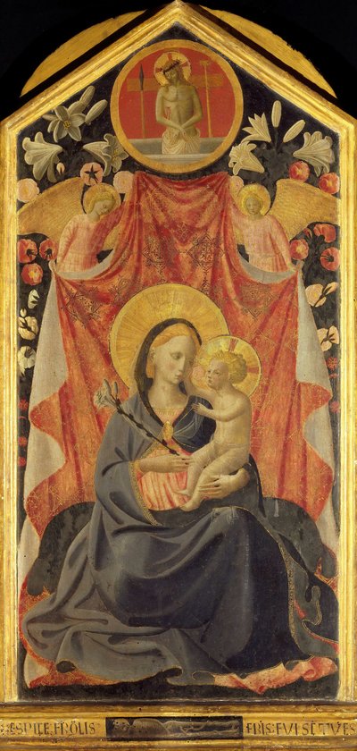聖母子と二人の天使」です。 作： Fra Giovanni Angelico da Fiesole