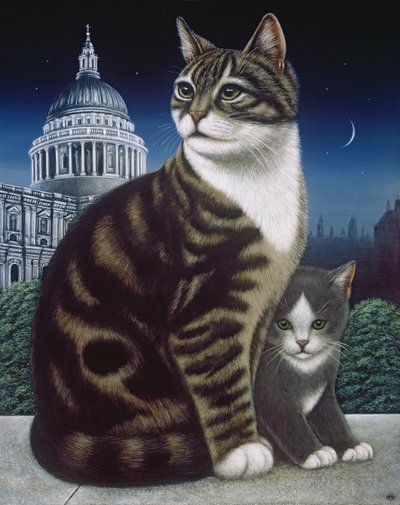 信仰、セントポールズキャット、1995（パネル上の油とテンペラ） 作： Frances Broomfield