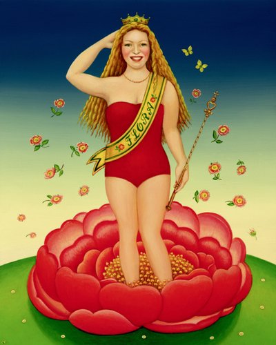 フローラ、2000（パネルにオイルとテンペラ） 作： Frances Broomfield