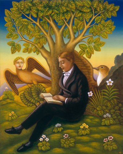 キーツ（1795-1821）とナイチンゲール、2002年（パネルにオイルとテンペラ） 作： Frances Broomfield