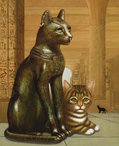 マイク、大英博物館の子猫、1995（パネルに油とテンペラ） 作： Frances Broomfield