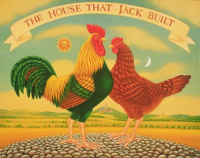 ジャックが建てた家、1996（パネルにオイルとテンペラ） 作： Frances Broomfield