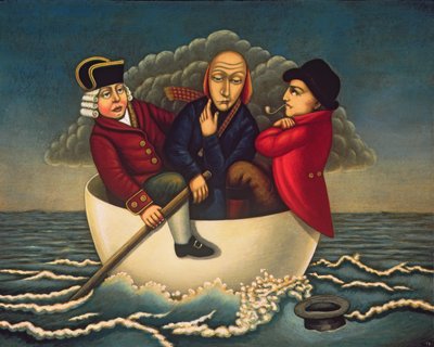 ゴッサムの三人の賢者、2005（パネル上の油とテンペラ） 作： Frances Broomfield