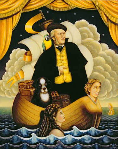 フライング・ダッチマン、ワーグナー、2001（パネルに油とテンペラ） 作： Frances Broomfield