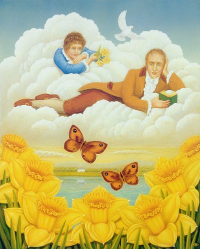 Wordsworths Daffodils、2004（パネルにオイルとテンペラ） 作： Frances Broomfield