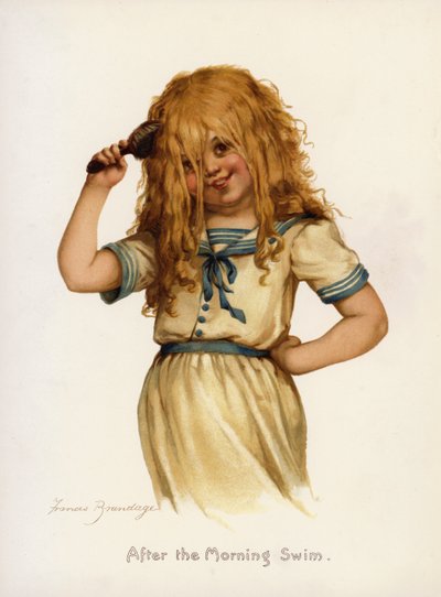 女の子。朝の水泳の後（カラーリトグラフ 作： Frances Brundage