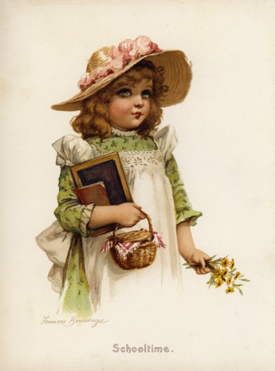 女の子たち。スクールタイム（カラーリトグラフ 作： Frances Brundage