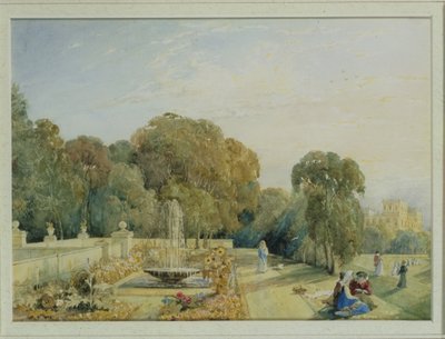 ダービーシャー、チャッツワースの庭園の眺め、1820年頃（85760組） 作： Frances Elizabeth Swinburne