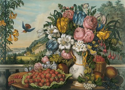 風景 - 果物と花、1862年。 作： Frances Flora Bond Palmer