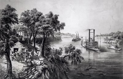 ミシシッピ州、パブの低水位。 Currier and Ives、1867年 作： Frances Flora Bond Palmer