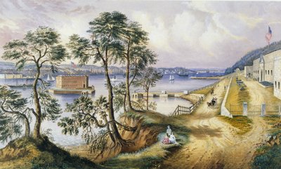ニューヨーク州フォートハミルトンのスタテン島とナロウズ、1861年頃 作： Frances Flora Bond Palmer