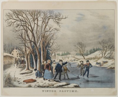 ナサニアルキュリアー（1813-88）によって刻まれた冬の娯楽、1855年（手彩色のリソ） 作： Frances Flora Bond Palmer