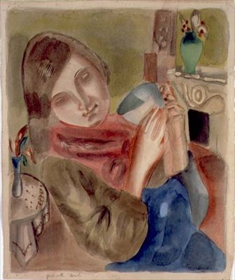 ボウルを持つ少女（紙に水彩） 作： Frances Hodgkins