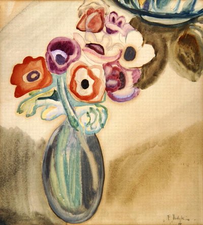 ジャグ・オブ・フラワーズ（紙に水彩） 作： Frances Hodgkins