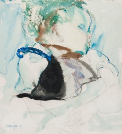 眠る赤ちゃん、1905年頃（紙にインクと水彩） 作： Frances Hodgkins