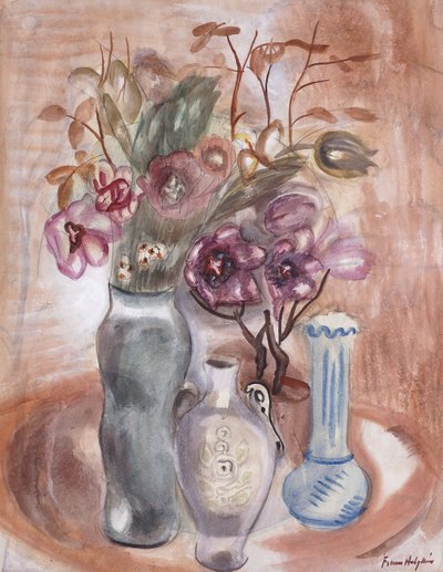 花と花瓶のある静物 作： Frances Hodgkins