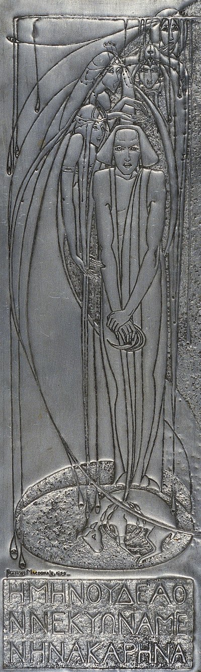 Repousseホワイトメタルプラーク、1893年（メタル） 作： Frances Macdonald