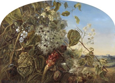 カリスブルック近くの秋の生け垣、1864 作： Frances Minns